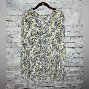 3X Maurice’s floral long sleeve vneck top button front